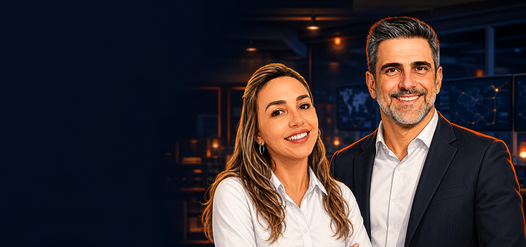 Rose Sanches Dogo e Eduardo Dogo em um ambiente profissional