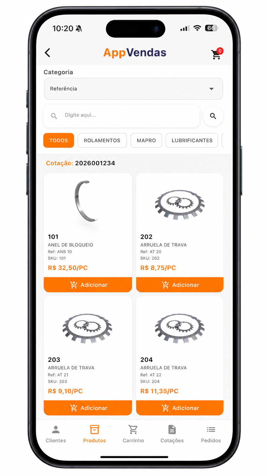 Tela demonstrativa do módulo Vendas do APP DOGO, com dados fictícios.